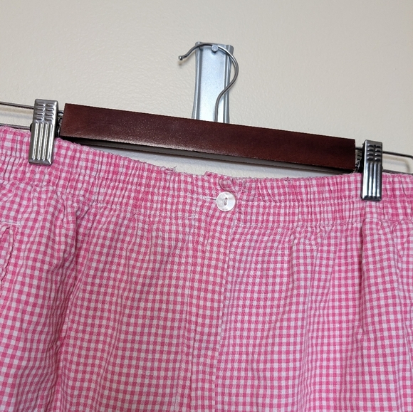 Karen Scott Pink Gingham Pants 10P Petite Pull-On Cotton Elastic Waist Summer Cr - Picture 6 of 8